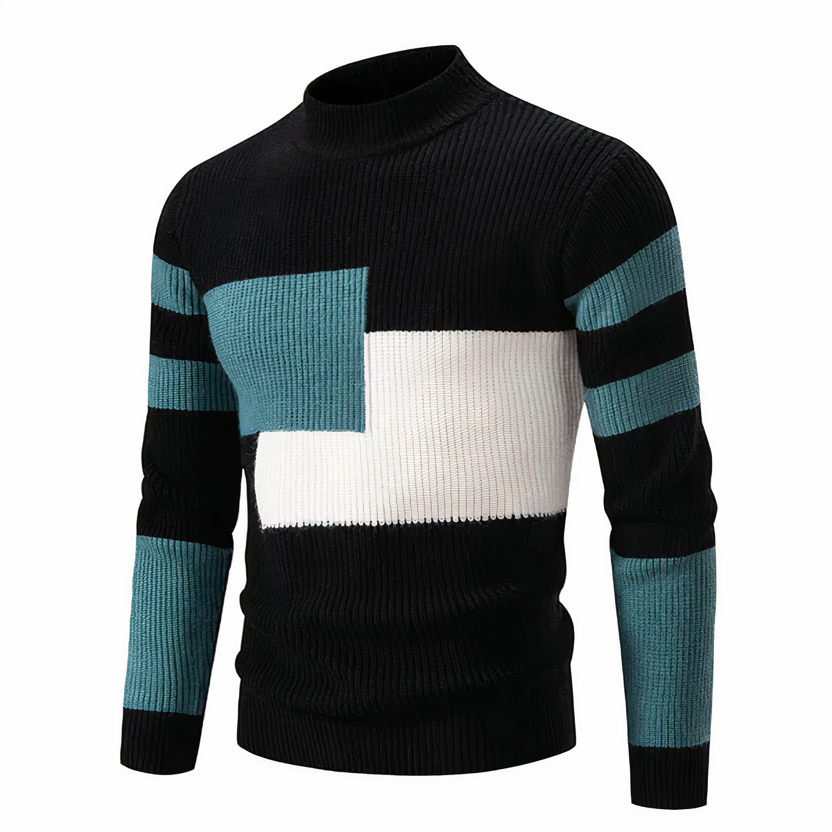 Herren Strickpullover Slim Fit Patchwork Design