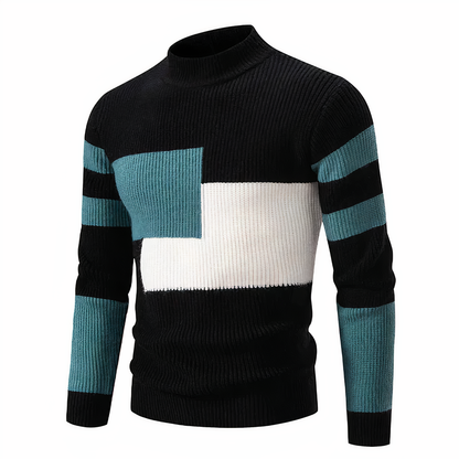 Herren Strickpullover Slim Fit Patchwork Design