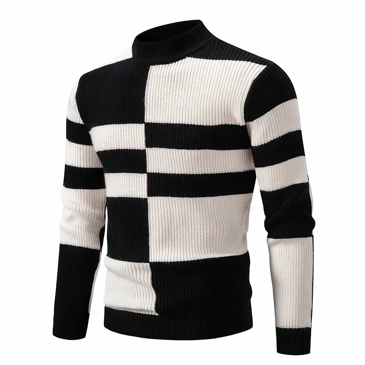 Herren Strickpullover Slim Fit Patchwork Design