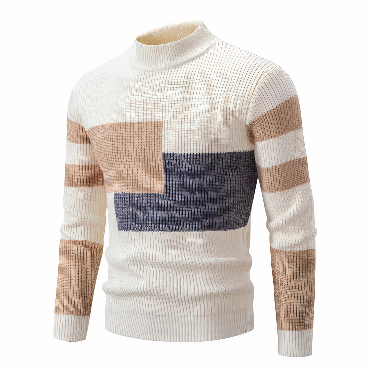 Herren Strickpullover Slim Fit Patchwork Design