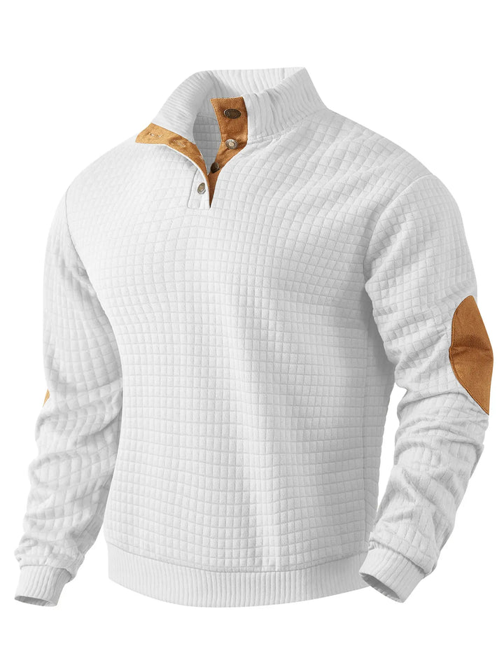 Waffelpullover Herren Warm Ellbogen Pads