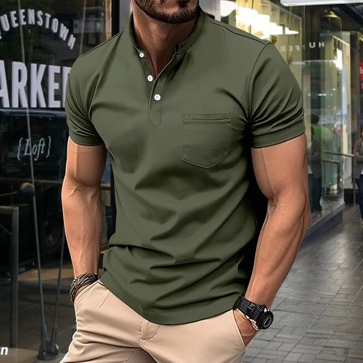 Herren T-Shirt Kurzarm Poloshirt Komfort
