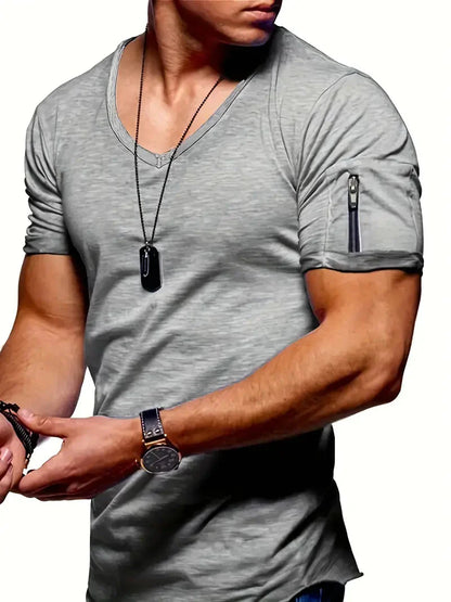 Herren T-Shirt Kurzarm V-Ausschnitt Casual