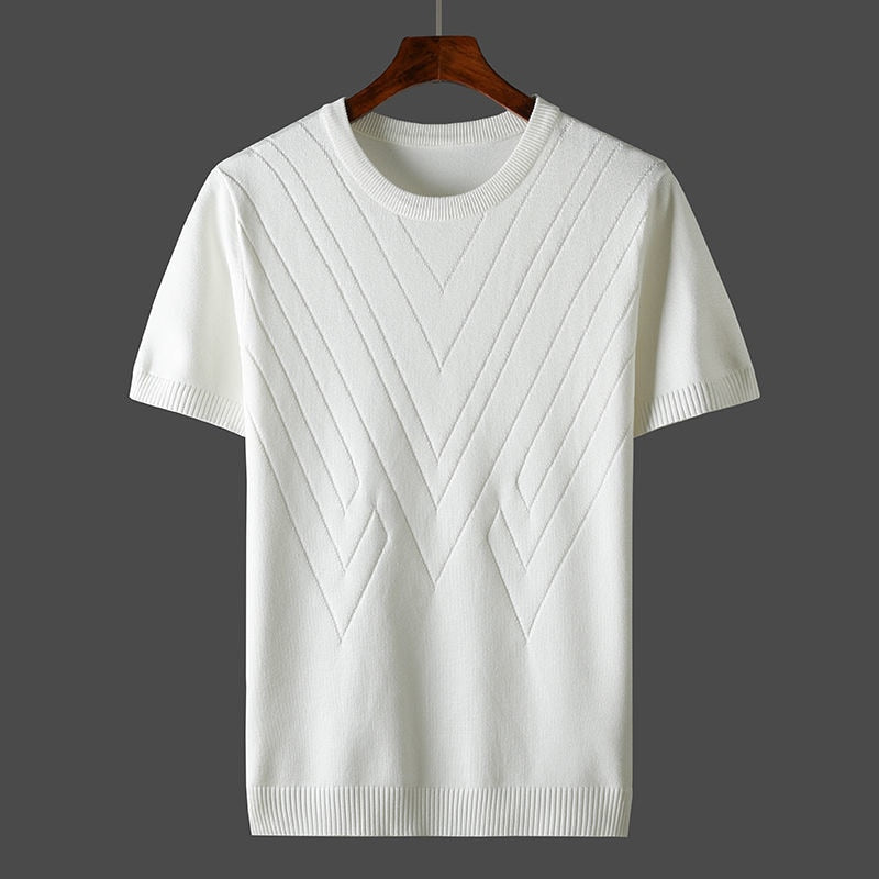 Kaschmir T-Shirt Herren Lockere Passform Rundhals