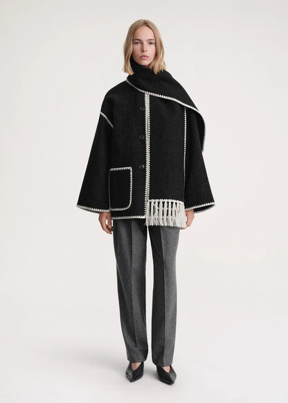 Damen Wollmantel Grau Elegantes Design