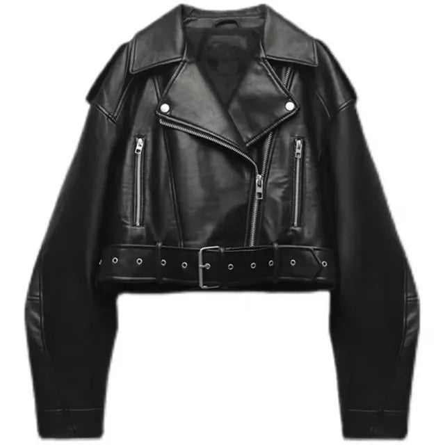 Lola - Kurze Lederjacke Bikerstil