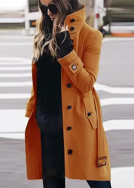 Damen Trenchcoat Lang Wasserdicht Elegant