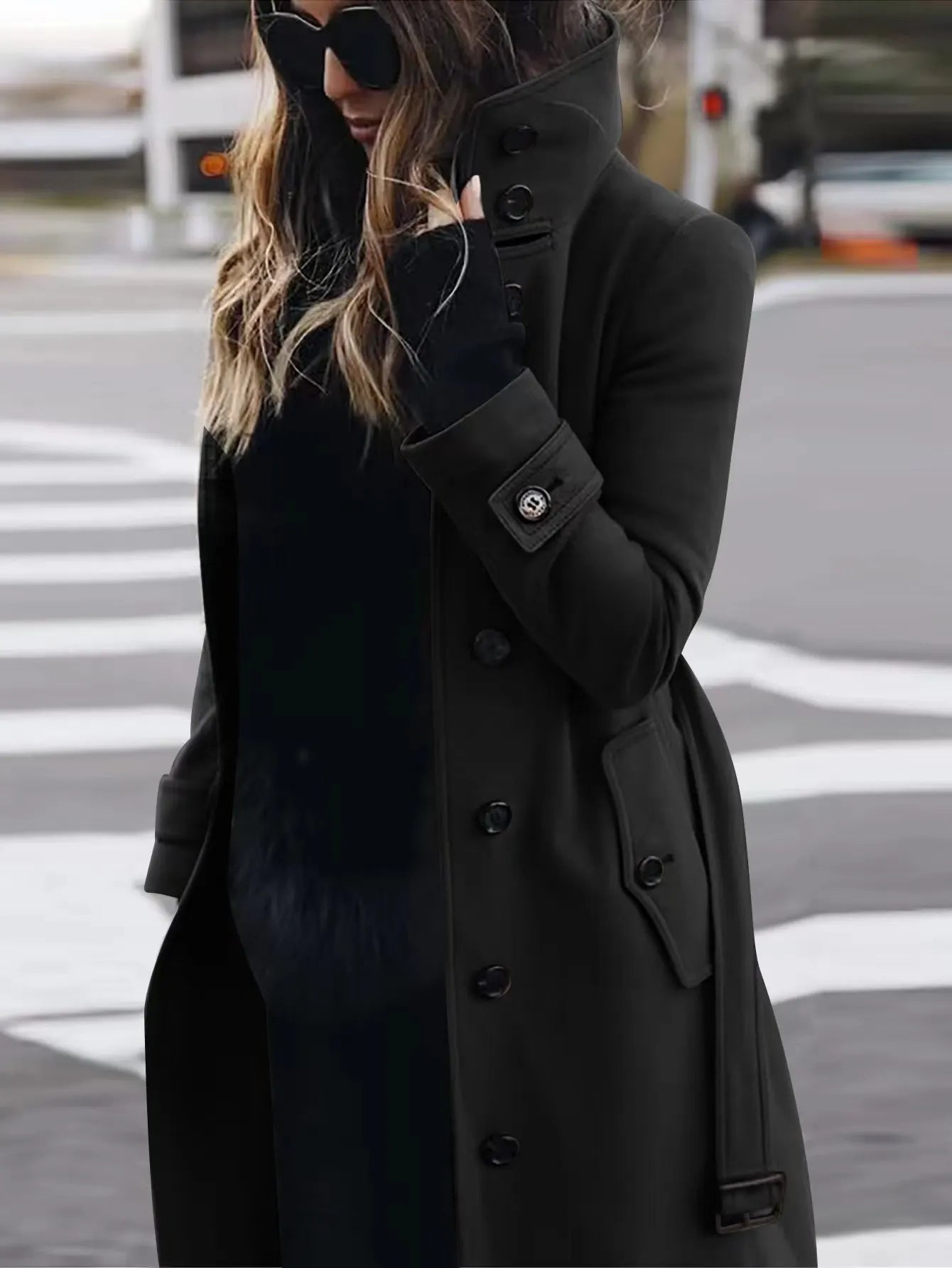 Lange Damen-Trenchcoat Wasserdicht Elegant