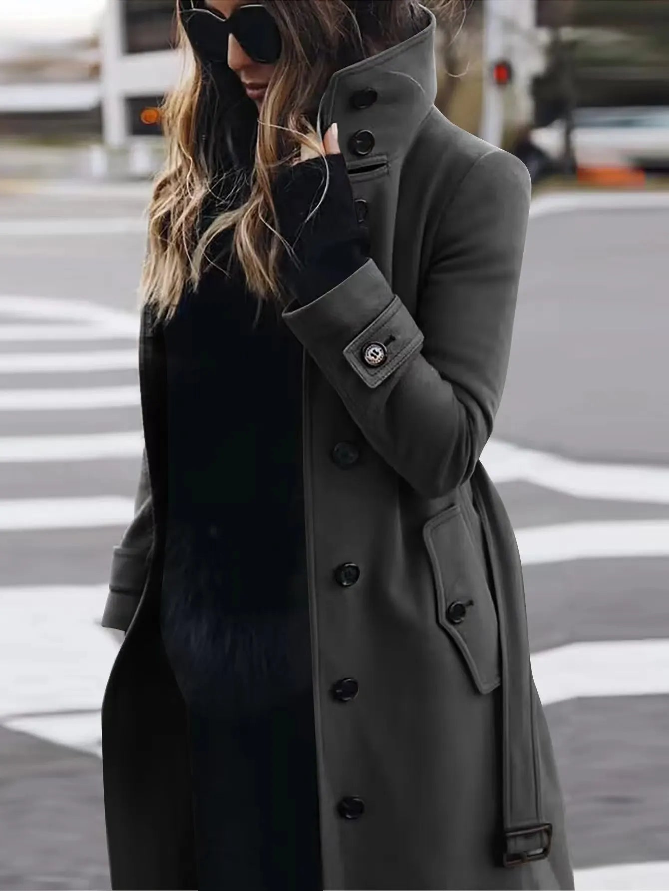 Lange Damen-Trenchcoat Wasserdicht Elegant
