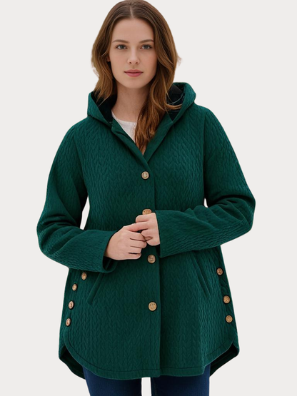 Eleganter Damen Wintermantel Gefüttert Kapuze