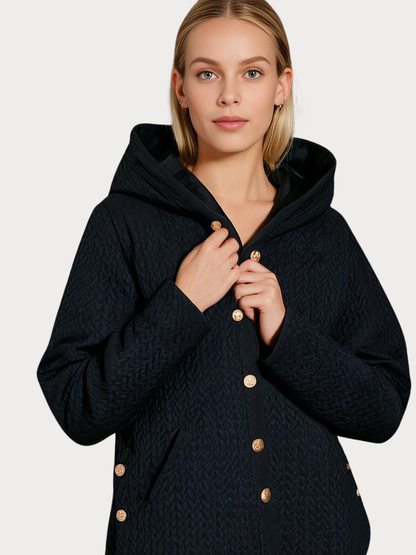 Eleganter Damen Wintermantel Gefüttert Kapuze