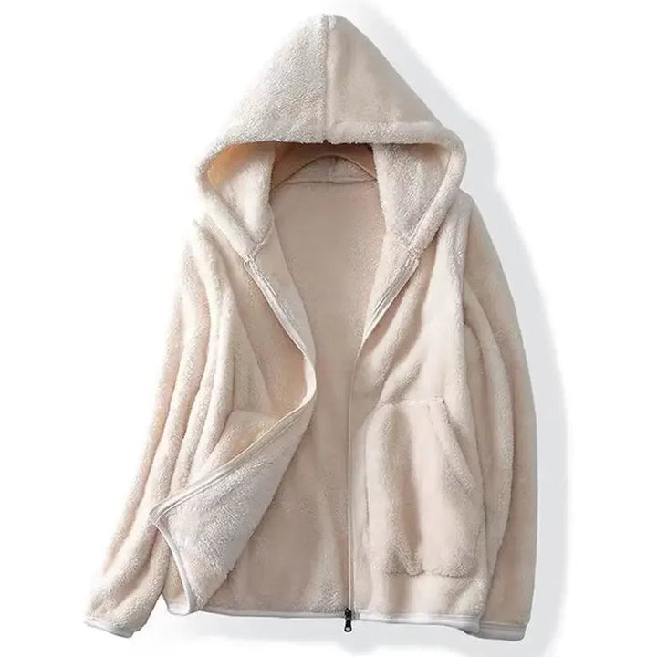 Damen Teddyjacke Warm Kapuze Reißverschluss