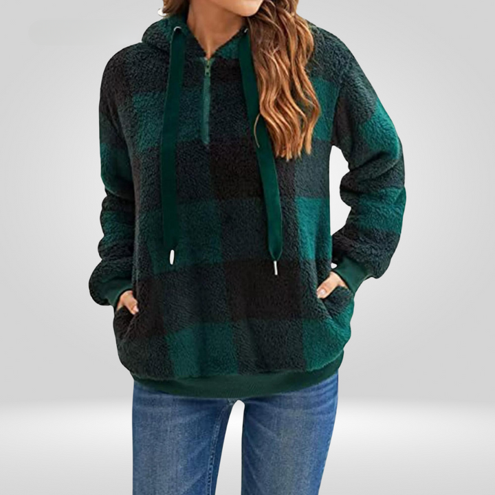 Karierte Pullover Damen Kapuze