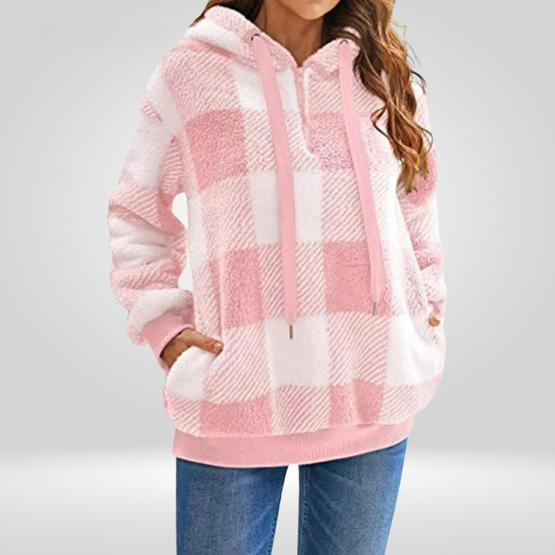 Karierte Pullover Damen Kapuze