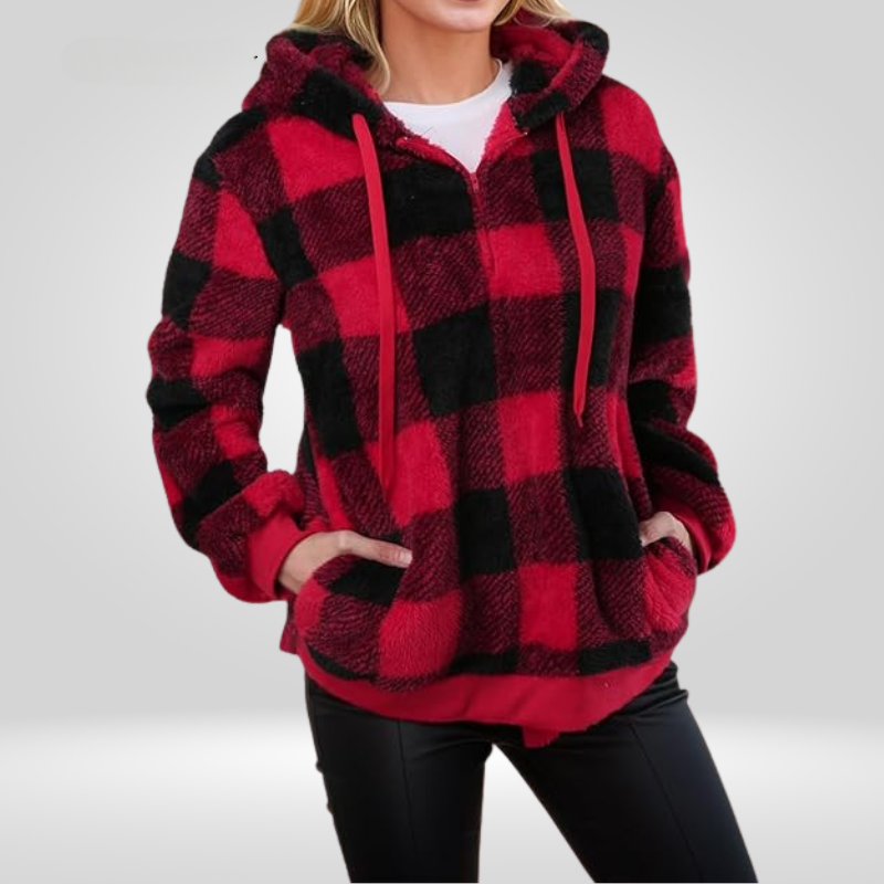 Karierte Pullover Damen Kapuze
