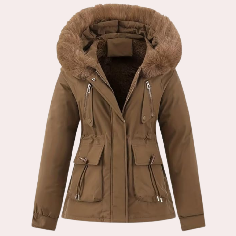 Damen Winterjacke Warm Kapuze Fleece