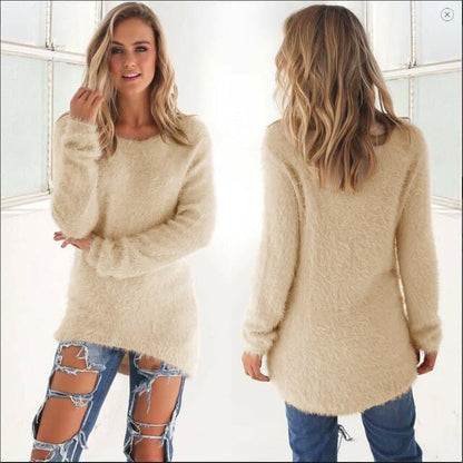 Weiche Strickpullover Damen Flauschig Lange Ärmel