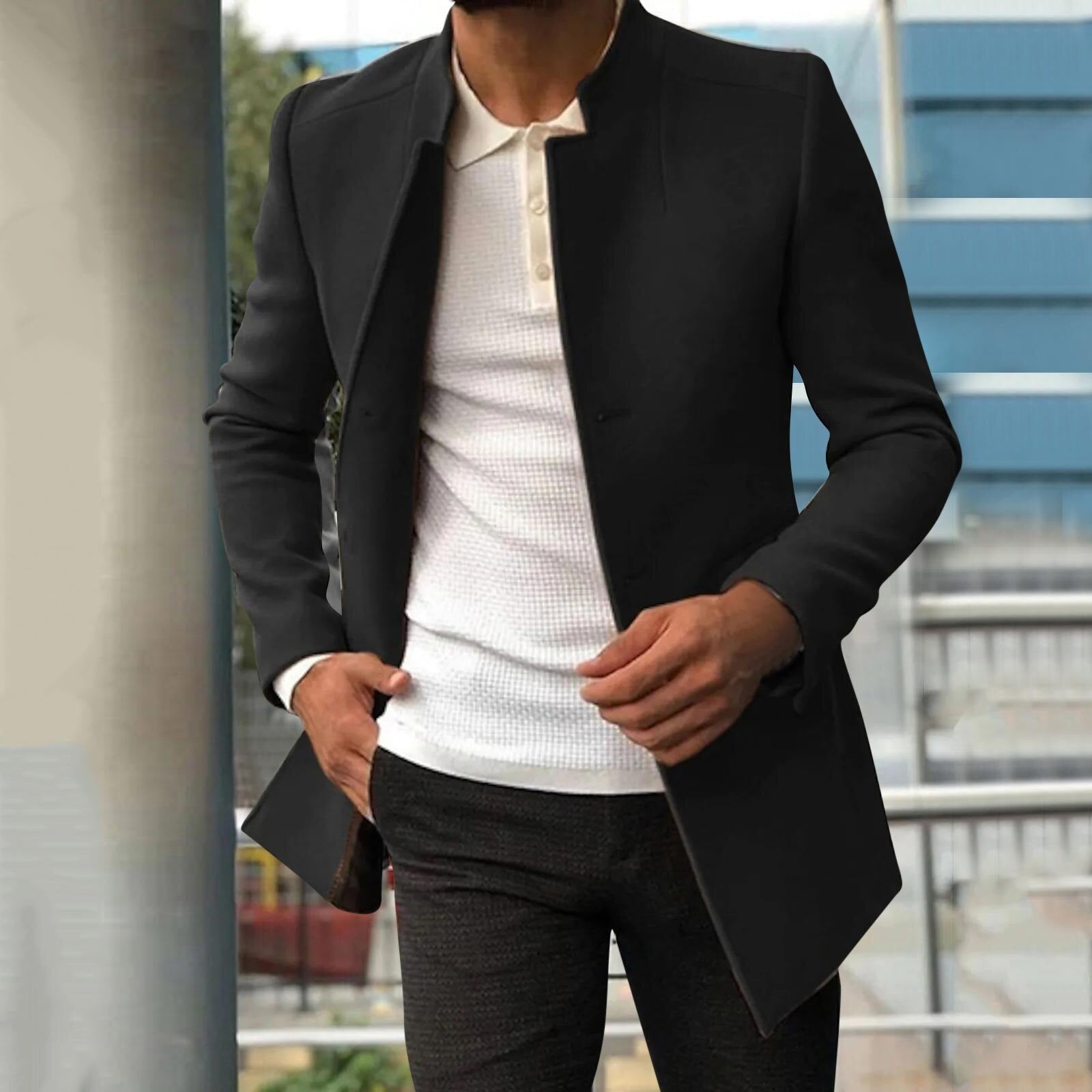 Klassischer Trenchcoat Kurz Herren - IdealeKleiden