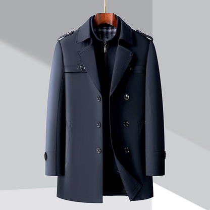 Herren Trenchcoat Mittellang Herbstjacke