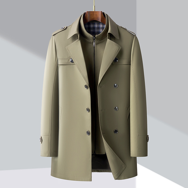 Herren Trenchcoat Mittellang Herbstjacke