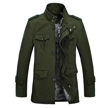 Herren Trenchcoat Slim Fit Reißverschluss