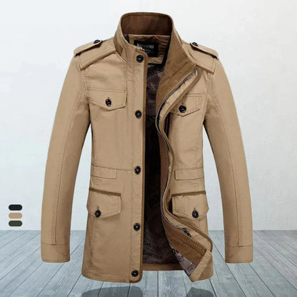 Herren Trenchcoat Slim Fit Reißverschluss