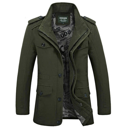 Herren Trenchcoat Slim Fit Reißverschluss