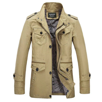 Herren Trenchcoat Slim Fit Reißverschluss