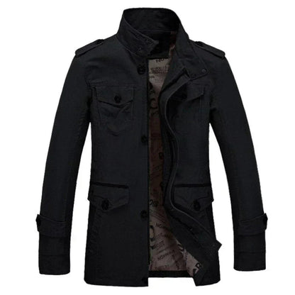 Herren Trenchcoat Slim Fit Reißverschluss - IdealeKleiden