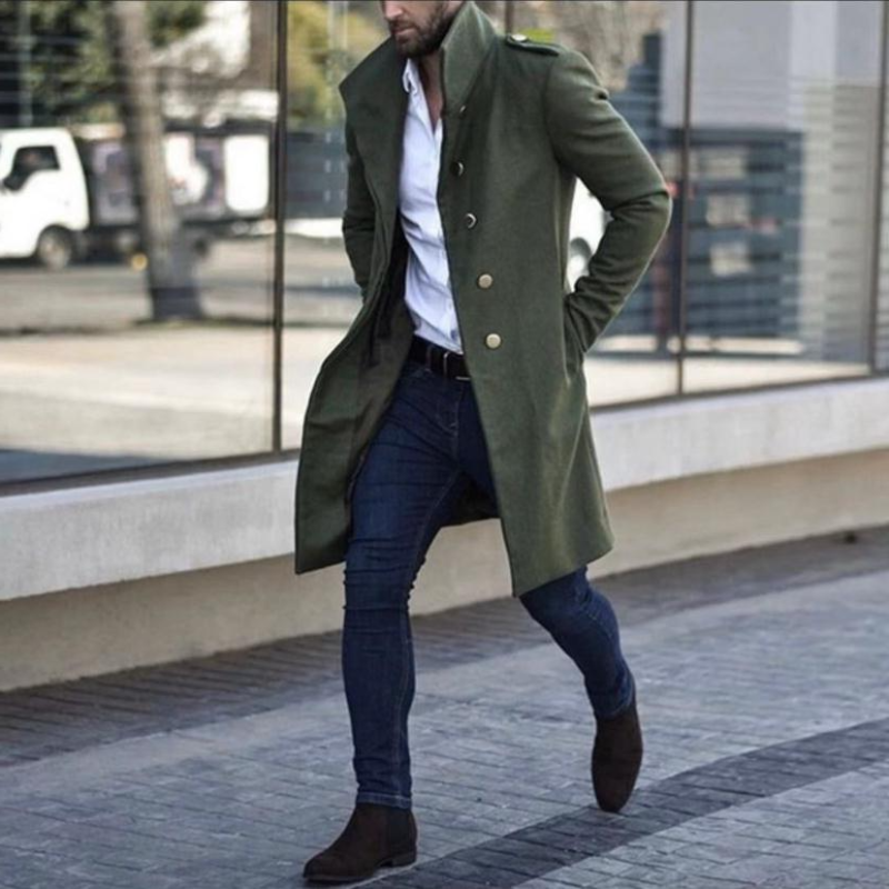 Herren Trenchcoat Halblang Elegant Winter