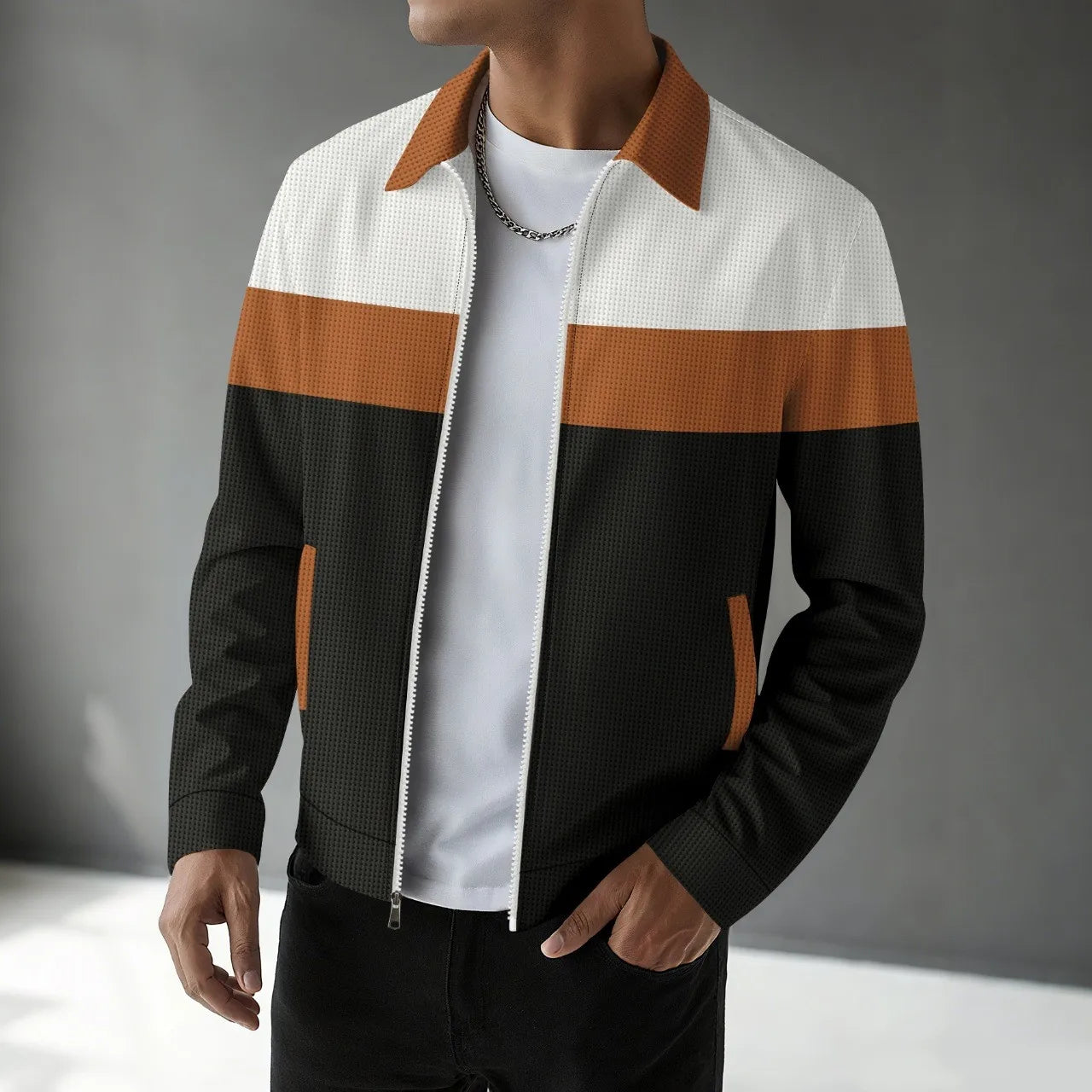 Herren Cardigan Waffelmuster Trendy