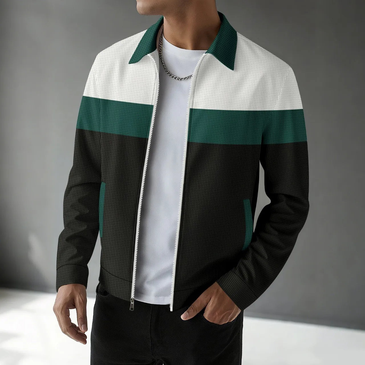 Herren Cardigan Waffelmuster Trendy