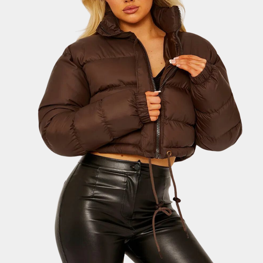 Damen Pufferjacke Kurz Modell Hochkragen