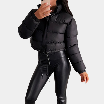 Damen Pufferjacke Kurz Modell Hochkragen