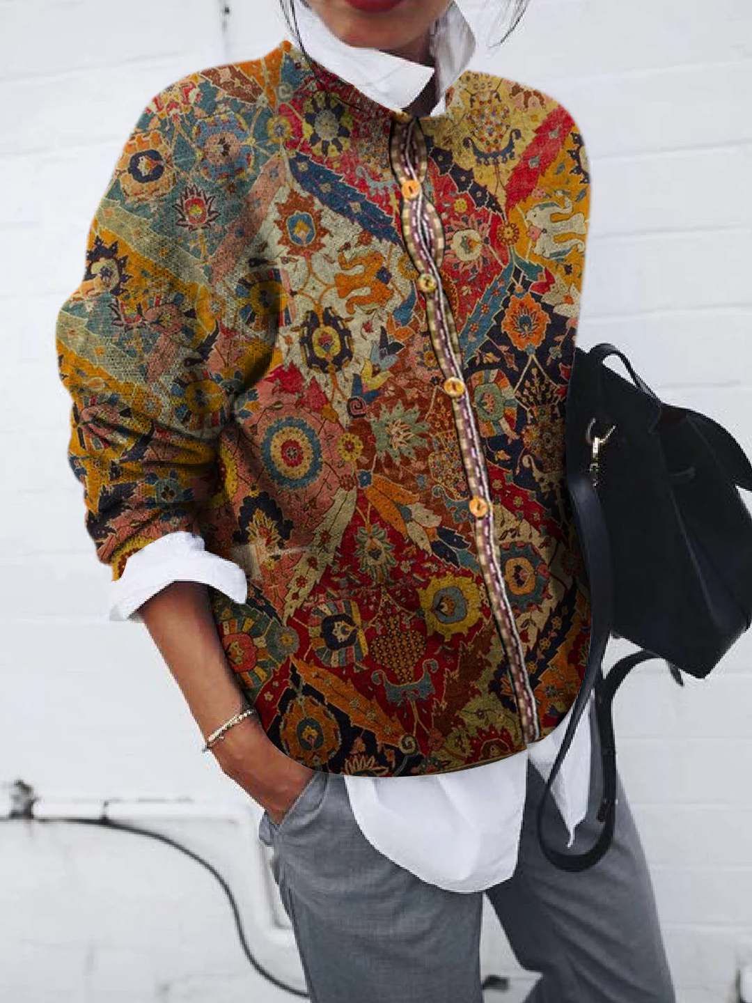 Vintage Cardigan Damen Patchwork Chic - IdealeKleiden
