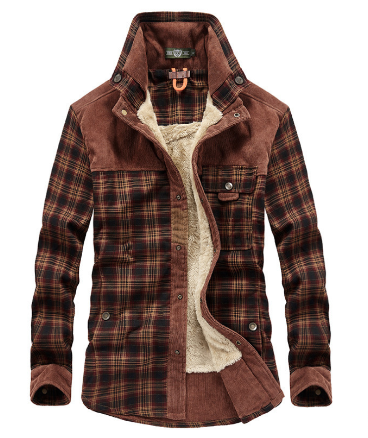 Herren Winterjacke Flanell Stehkragen Wärme