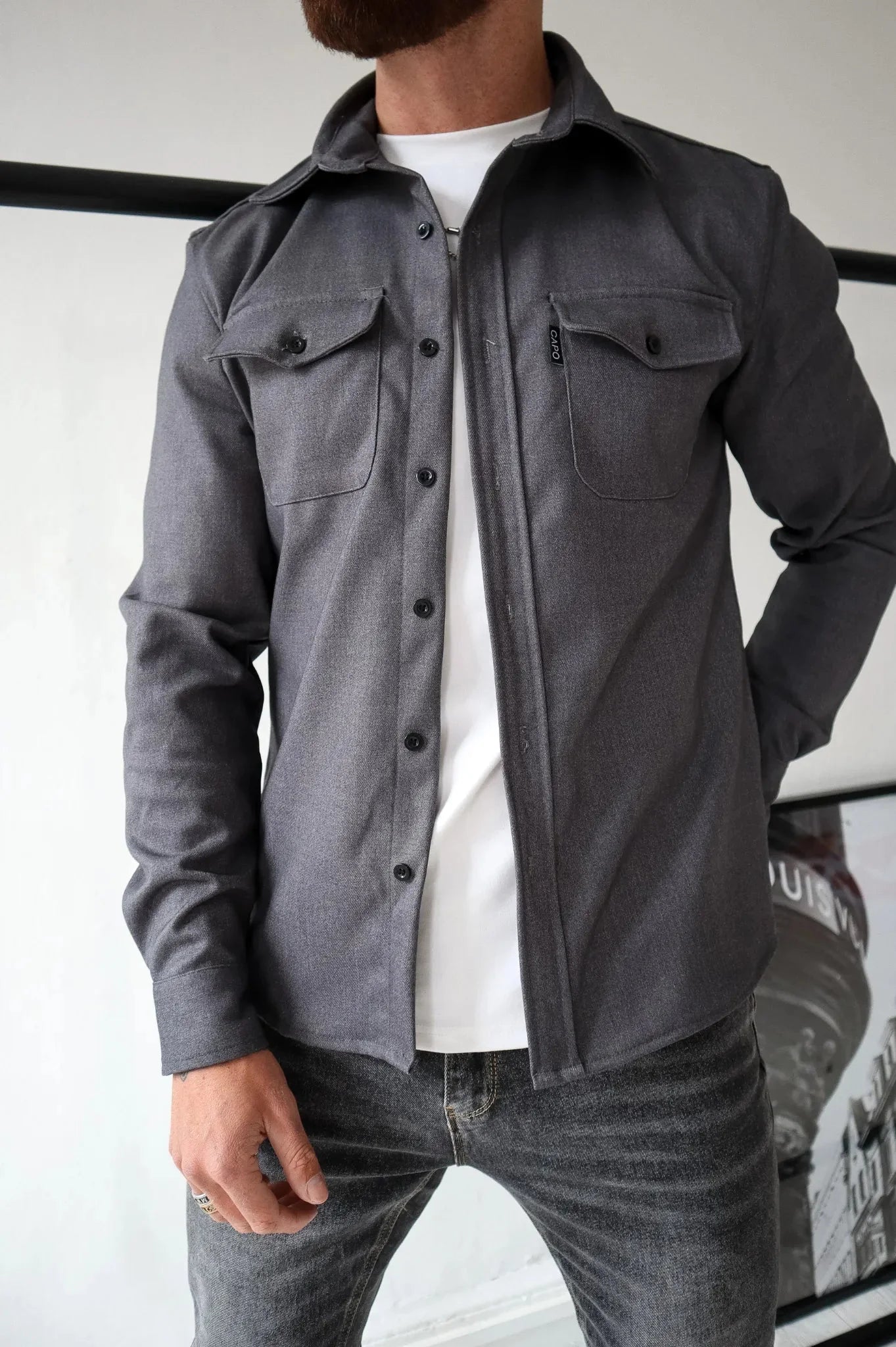 Herren Überhemd Button-Down Casual