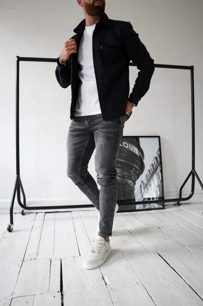 Herren Überhemd Button-Down Casual