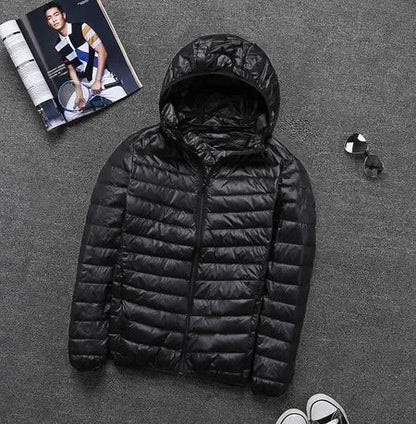 Leichtes Daunenparka Winter Männer Jacke Kapuze