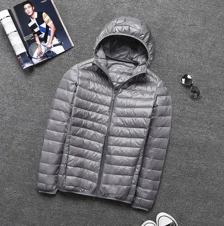 Leichtes Daunenparka Winter Männer Jacke Kapuze