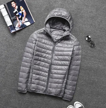 Leichtes Daunenparka Winter Männer Jacke Kapuze