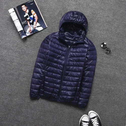 Leichtes Daunenparka Winter Männer Jacke Kapuze
