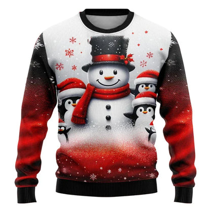 Weihnachtspullover Unisex 3D Schneemann Design Bequem