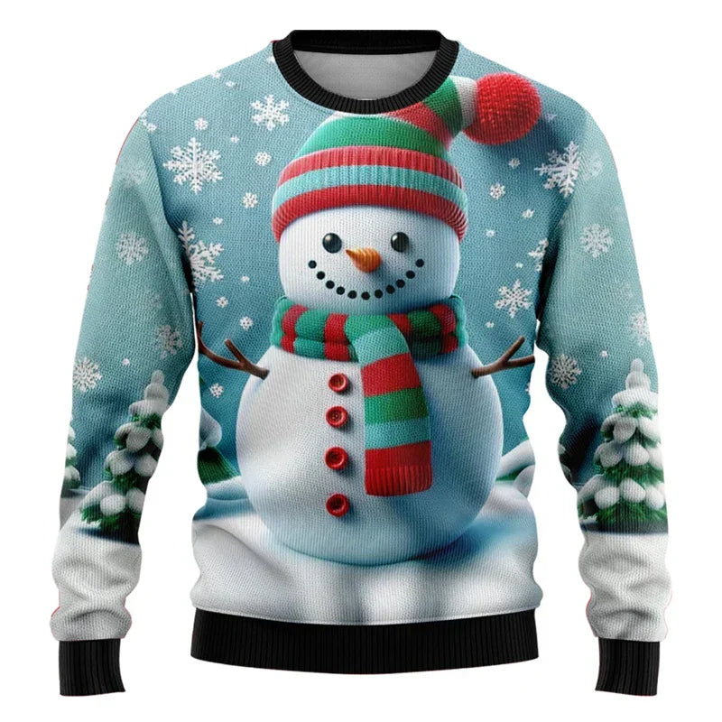 Weihnachtspullover Unisex 3D Schneemann Design Bequem - IdealeKleiden