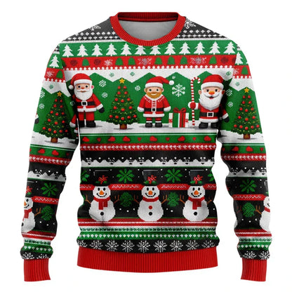 Weihnachtspullover Unisex 3D Schneemann Design Bequem