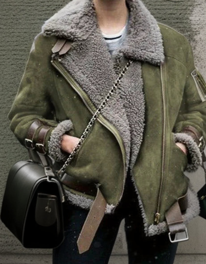 Stylische Damenjacke Leder Optik