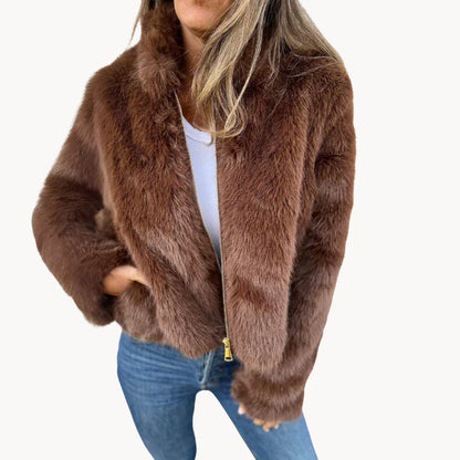 Elegante Damen Felljacke Luxus Komfort