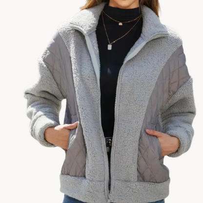 Weiche Steppjacke Damen Sherpa Fleece - IdealeKleiden
