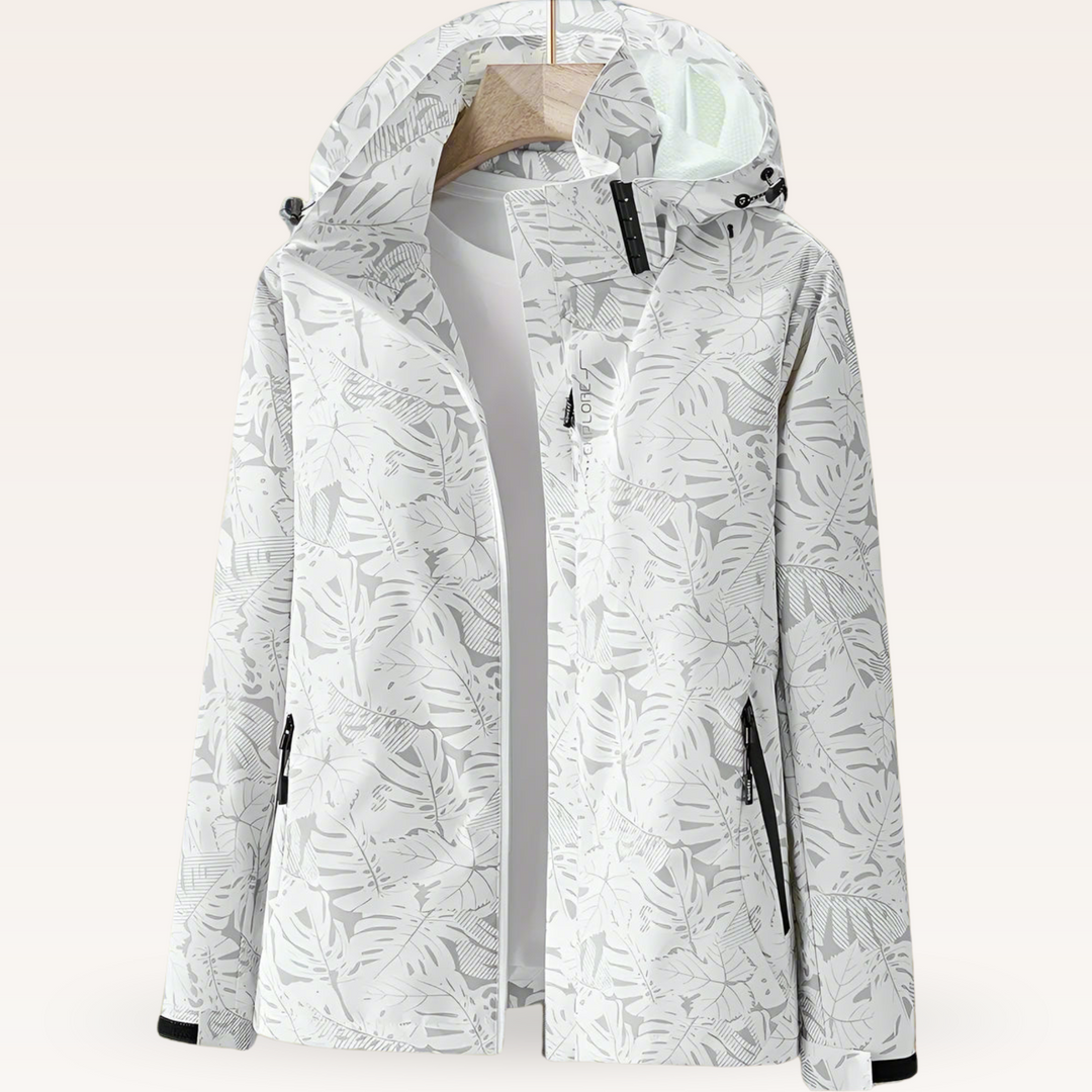 Damen Outdoorjacke Wasserfest Blättermuster - IdealeKleiden