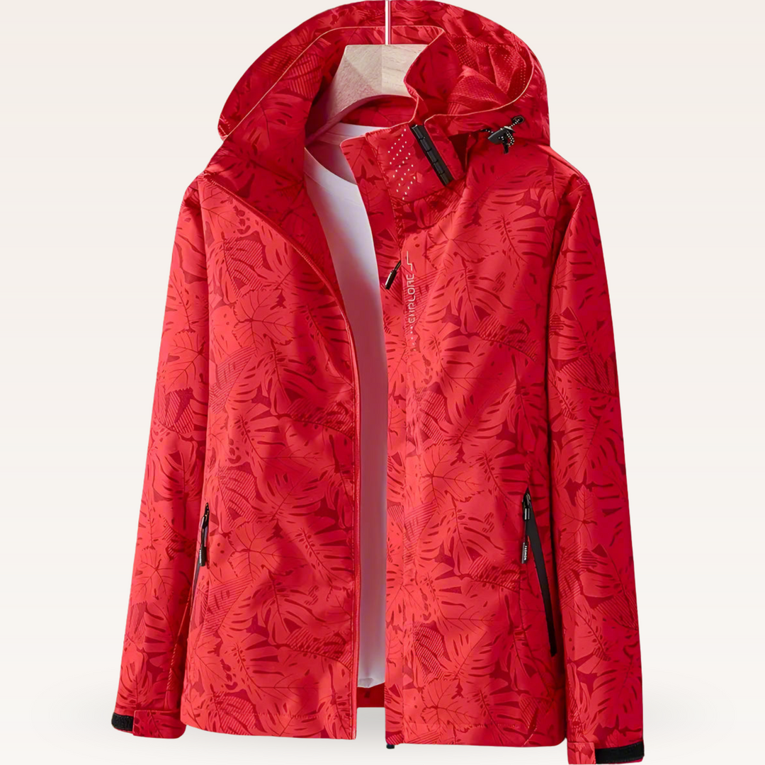 Damen Outdoorjacke Wasserfest Blättermuster